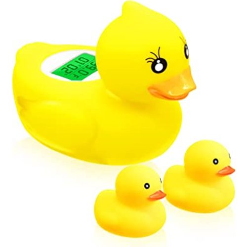 SMERRAG Duck Bath Thermometer, Baby Safety Water Thermometer for Bathtub, Digital Room Thermometer with LED Display Temperature Warning, Ducky Floating Toy for Infants Newborn Babies