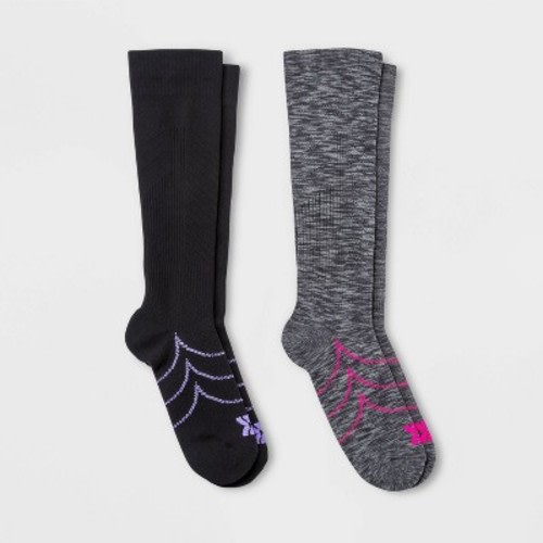 Women's Compression 2pk Knee High Athletic Socks - All In Motion™ 4-10, Color: Gray/Black
