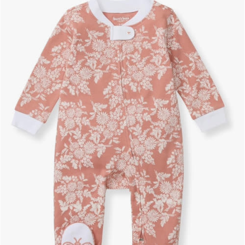 Burt's Bees Baby Girls Zip Front One-Piece Pajamas, Sleep & Play Loose Fit, 100% Organic Cotton