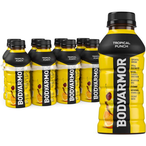 BODYARMOR Hydrating Sports Drink, Tropical Punch, No Artificial Sweeteners or Flavors, 12 fl oz, 8 Pack