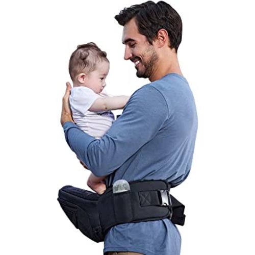 Baby Hip Carrier with Seat, Toddler Hip Carrier for Child Infant with Advanced Adjustable Waistband &Various Pockets,Ergonomic Carrier for Newborn to Toddlers All-Seasons(Black)