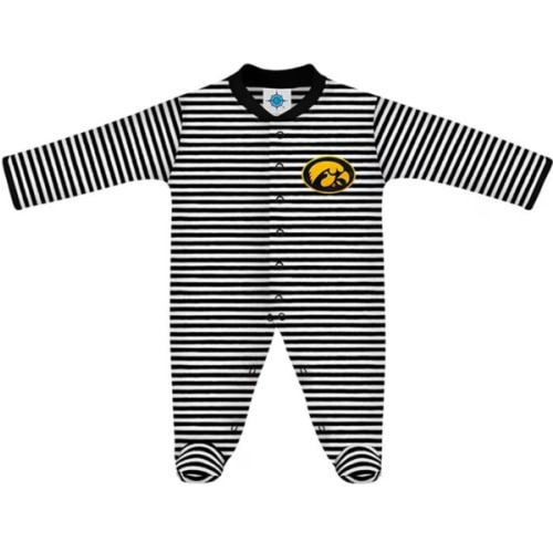 Iowa Hawkeyes BLACK Baby Stripe Romper Pajamas - 35010598