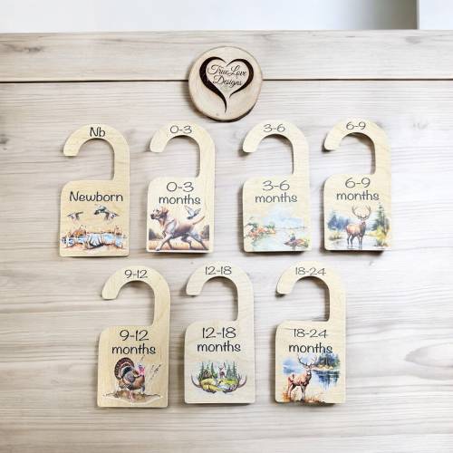 Hunting Clothing Dividers, Clothes Dividers, Wood Wardrobe Divider, Nursery Closet Divider, Newborn Closet Dividers, Baby Shower Gift,