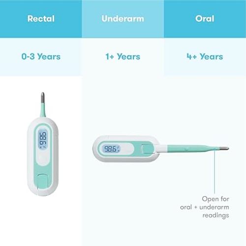 Frida Baby 3-in-1 True Temp Digital Thermometer for Fevers: Babies & Kids (Rectal, Underarm + Oral)