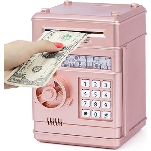 Refasy Piggy Bank Cash Coin Can ATM Bank Electronic Coin Money Bank for Kids Age 3-12, Money Savings Box Mini ATM Coin Bank Toys Gifts for 3 4 5 6 7 8 9 10 11 12 Year Old Boys Girls