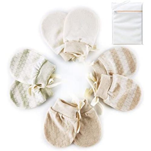 Organic Baby Mittens Newborn Glove No Scratch for Infants Unisex 4 Pairs Soft