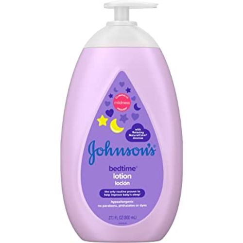 Johnson's Baby Moisturizing Bedtime Baby Body Lotion with Coconut Oil & Relaxing NaturalCalm Aromas to Help Relax Baby, Hypoallergenic, Paraben- & Phthalate-Free Baby Skin Care, 27.1 fl. Oz