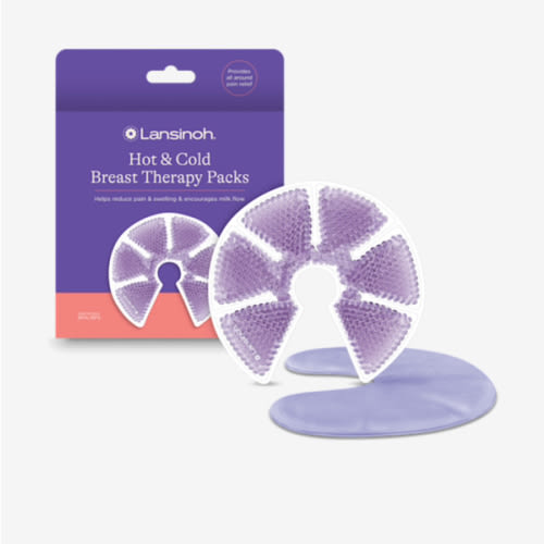 Lansinoh Breast Therapy Packs, Hot and Cold Breast-Pads with 2 Soft Covers, Postpartum Essentials for Nipple Pain Relief, Mastitis, Engorgement, Support for Breastfeeding and Pump Aid, 2 Pack