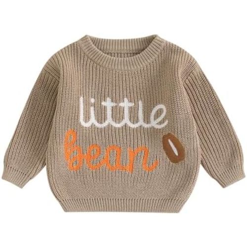 Toddler Baby Girl Knit Sweaters Oversized Long Sleeve Embroidery Shirt Top Newborn Infant Cute Fall Winter Clothes