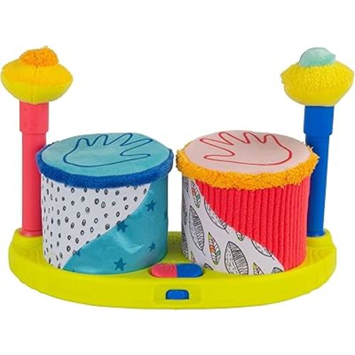 Lamaze Squeeze Beats First Drum Set - Baby Sensory Toy Includes Funny Animal Sounds - Colorful Baby Musical Toys for Early Childhood Development - Ages 12 Months and Up
