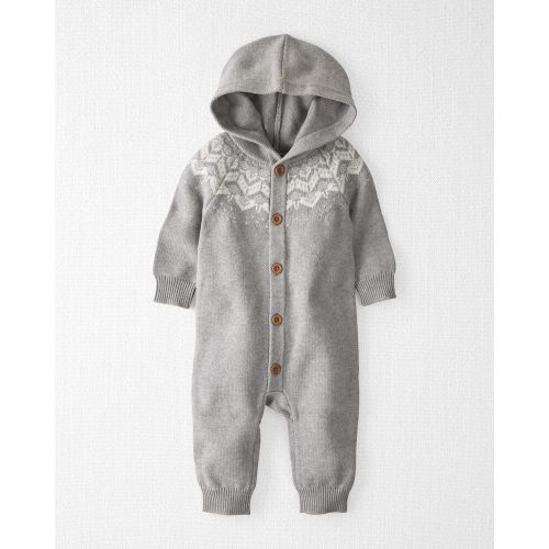 Organic Sweater Knit Hooded Jumpsuit - 9M - Grey