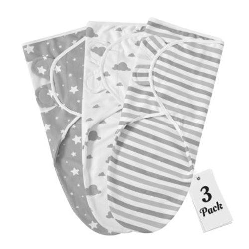 IR Imperial Rooms Newborn Baby Swaddle Blanket 3 Pack, Original Cotton, Sleep Sack 0-3 Months, Gray for Unisex