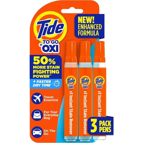 Tide Pen Stain Remover for Clothes, Tide To Go Pen, Instant Stain Remover Pen & Spot Cleaner, Portable & Travel-Friendly, Works on Food & Drink Stains, Fits in Purses & Bags, 3 Count (Pack of 1)
