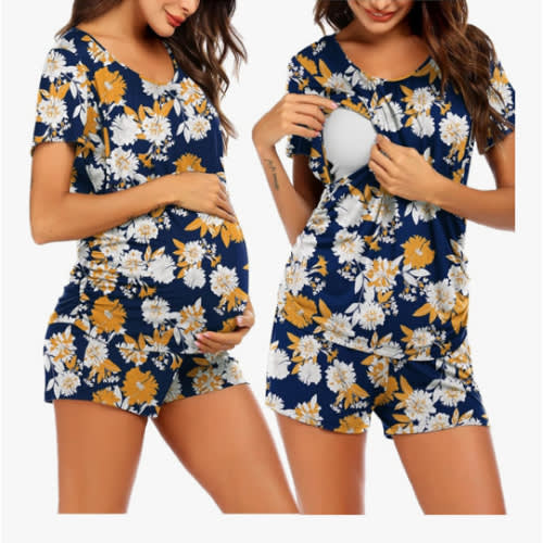 Ekouaer Womens Maternity Pajamas Nursing Pjs for Breastfeeding Soft Postpartum Lounge Sets Sleepwear Layer Pregnancy Clothes