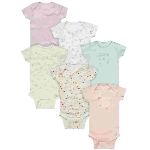 Gerber Baby Neutral 6-Pack Short Sleeve Bodysuits, Sizes Newborn - 18 Months