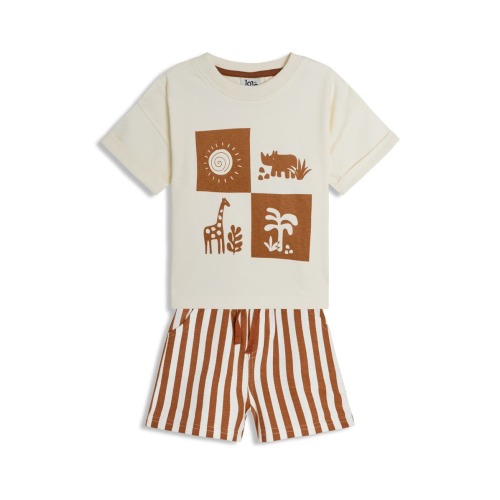 Graphic T-Shirt & Stripe Shorts Set, 6-12M