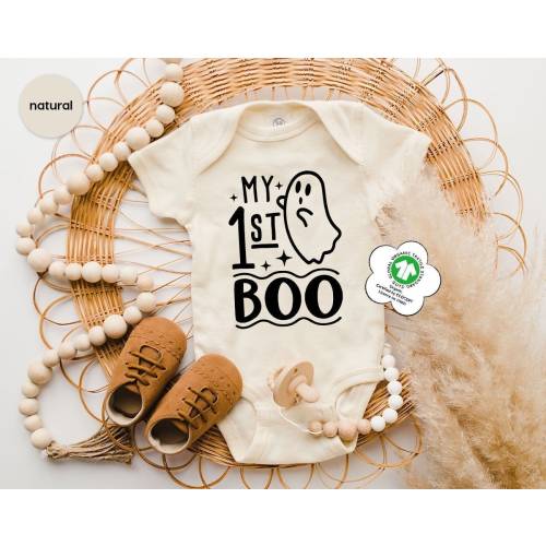 My First Boo Baby Onesie®, Halloween Baby Clothes, Halloween Newborn Gifts, Ghost Graphic Tees, Spooky Season Bodysuit, Cute Kids Shirts