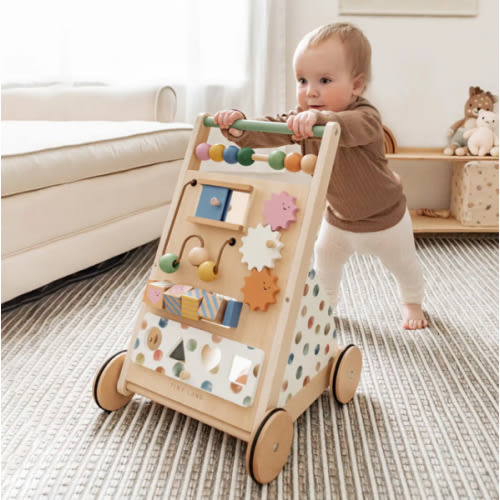 Tiny Land® Versatile Natural Wooden Baby Walker