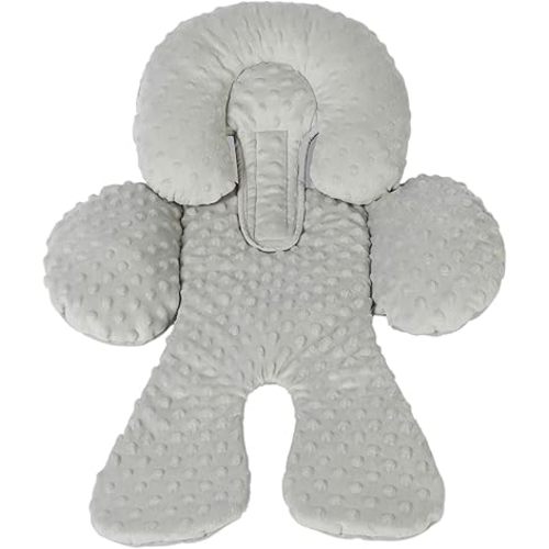 Pro Goleem Infant Car Seat Head Neck Body Support, Ultra-Soft Minky and Microfiber Newborn Car Seat Insert, Perfect for Car Seat, Stroller, 2-in-1 Reversible, for Boys and Girls, Gray