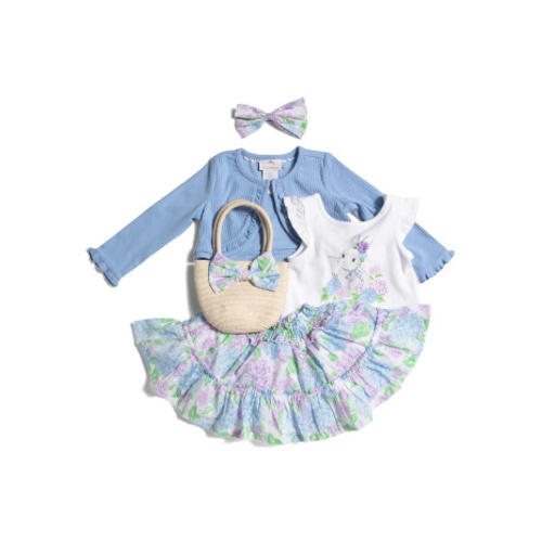 Infant Girls Hydrangea Skirt Set With Cardigan And Purse | Baby Boys (0-24m) | T.J.Maxx