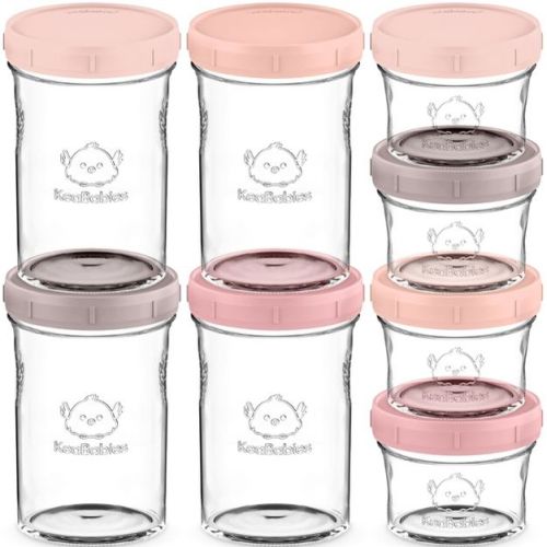 8pk Prep Baby Food Storage Containers, Leak-proof, Bpa Free Glass Baby Food Jars For Feeding (roseate)