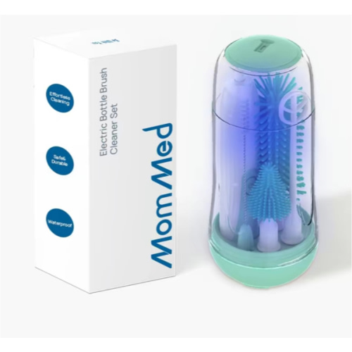 MomMed Electric Bottle Cleaning Brush, Baby Bottle Brush Cleaner Water Bottle Cleaning Kit, Nipple Brush Pacifier Cleaner Straw Cleaner Brush for Newborns,4 Packs Set