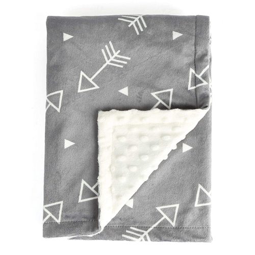 BORITAR Baby Blanket Super Soft Minky with Double Layer Dotted Backing, Little Grey Arrows Printed 30 x 40 Inch, Receiving Blankets