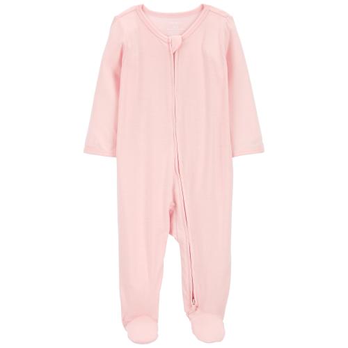 Baby Zip-Up PurelySoft Sleep & Play Pajamas - 9M - Style,Grey