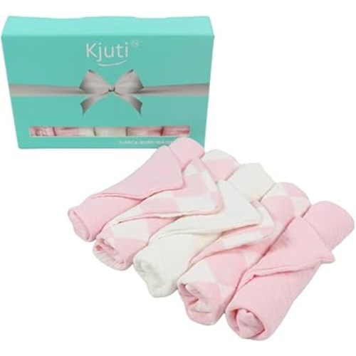 Baby Muslin Washcloths (Flamingo Feather) - Ultra-Soft, Absorbent, 4-Layer, 9x9 inch | Gentle on Sensitive Skin | Perfect for Bath Time, Feeding & More | Includes Gift Box