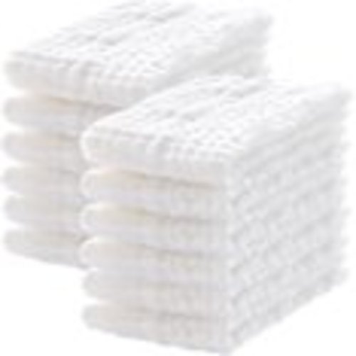 12 Pack Muslin Burp Cloths 100% Cotton Muslin Cloths Large 20''x10'' Extra Soft and Absorbent Baby Burping Cloth - White
