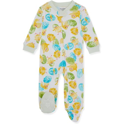 Burt's Bees Baby baby-boys Sleep and Play Pajamas, 100% Organic Cotton One-piece Romper Jumpsuit Zip Front Pjs - 6 Months