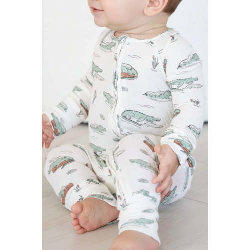 Later Gator Bamboo Waffle Convertible Zip Romper