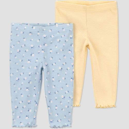 Carter's Just One You® Baby Girls' 2pk Floral Pants - Blue/Yellow 3M