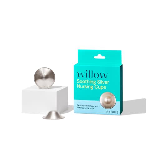 Willow - Silver Nursing Cups, 2 Pack, Breastfeeding Nipple Covers for Protection & BPA Free | Effective nipple relief and protection, made with 950 silver, comfortable in-bra wear, includes carrying case