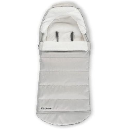 UPPAbaby CozyGanoosh Footmuff - Easily Attaches to UPPAbaby Strollers + RumbleSeat - Ultra-Plush, Weather-Proof - Winter Stroller Cover - Savannah (Pearl Gray Jacquard)