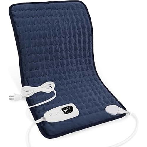 Electric Heating Pads,Heating Pad for Back,Shoulder,Hot Pad for Neck and Arms,Abdomen,Moist Heated Pad for Legs and Knee,Auto Shut Off(Navy Blue, 24''×12'')