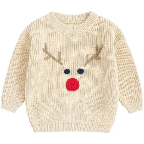 Toddler Baby Girl Boy Christmas Outfit My First Christmas/Elk Embroidery Sweater Crewneck Sweatshirt Xmas Clothes