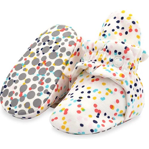 Zutano Unisex Organic Cotton Baby Booties With Gripper Soles, Soft Sole Stay-on Baby Shoes