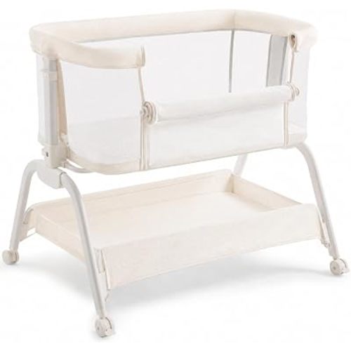 HARPPA Cuddly Lite Baby Bedside Bassinet 6 Height Adjustable Bassinet,Beige