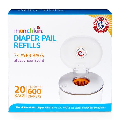 Munchkin Arm & Hammer Diaper Pail Bag Refills 600 Count - 20 Pack
