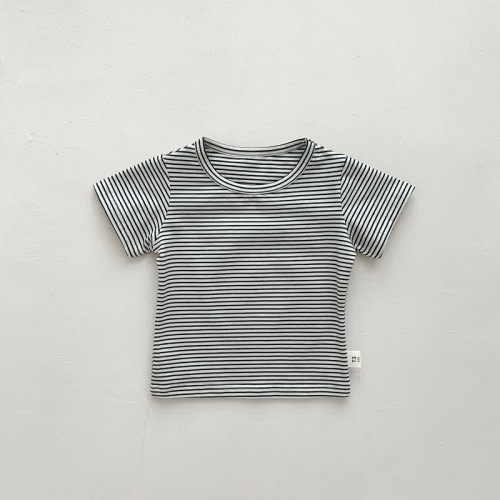 Baby Solid Color Striped Loose T-shirt