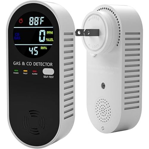 Plug in Natural Gas Detector & Carbon Monoxide Detector LPG CO Methane Combustible Combination Gas Detector Plug and Play for RV Home Travel