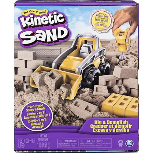 Kinetic Sand, Dig & Demolish Playset with 1lb Play Sand & Toy Truck, Sensory Toys for Kids Ages 3 and up
