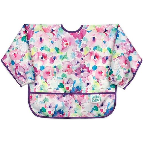 Bumkins Sleeved Bib Baby Bib, Toddler Bib, Smock, Waterproof Fabric, Fits Ages 6-24 Months