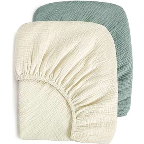 Muslin Crib Sheets, Soft Baby Sheets for Crib, Fitted Crib Sheets for Girls and Boys with Boho Style 28"x 52" 2 Pack