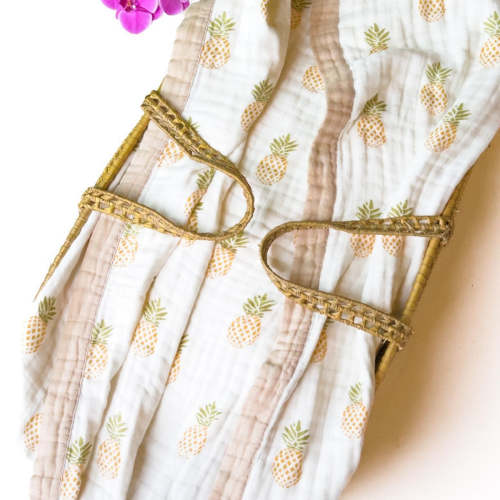 Pineapple 6-Layer Bamboo Muslin Blanket | Tropical Nursery Decor – Coca + B.