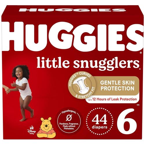 Huggies Size 6 Diapers, Little Snugglers Baby Diapers Size 6 (35+ lbs), 44ct