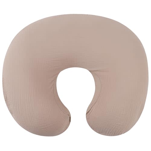 Muslin Nursing Pillow Cover Soft 100% Cotton Feeding Pillow Slipcover Fits Standard Infant Nursing Pillow for Boy and Girl, Blush