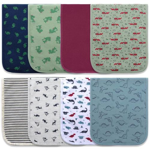 Hakochia Burp Cloths for Baby Boy Organic Cotton Large Burp Clothes Extra Absorbent Soft Burping Rags Spit Up Cloth Sets for Newborns 8 Pack