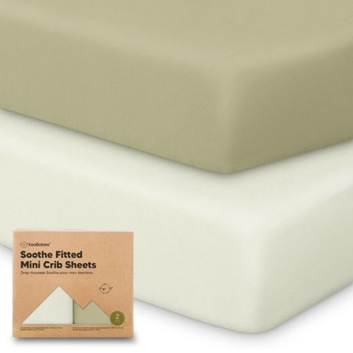KeaBabies Mini Crib Sheets for Baby Girls, Boys, 2-Pack Soothe Pack and Play Sheets Fitted, Organic Pack N Play Mattress Sheet (Oregano)